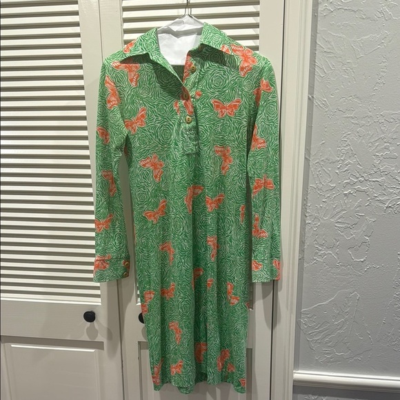 The Lily Lily Pulitzer vintage 70s dress with Orange Butterfly Print - Picture 1 of 9
